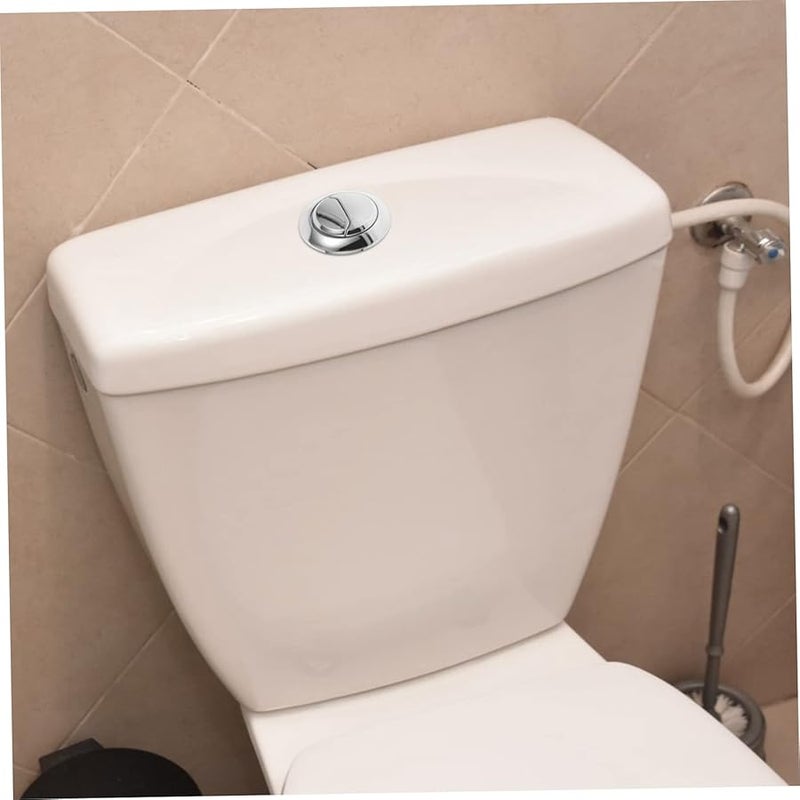 Veemoon Dual Push Toilet Flush Button Silver Replacement for Round Water Tanks Easy to Install - Image 3